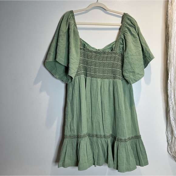 Free People Easy to Love Mini Dress Smocked Cute Romantic Babydoll - Picture 3 of 6